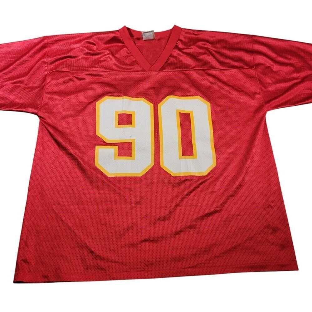 Vintage Kansas City Chiefs Jersey Mens XL Neil Smith #90 Name of the Game Flaws*
